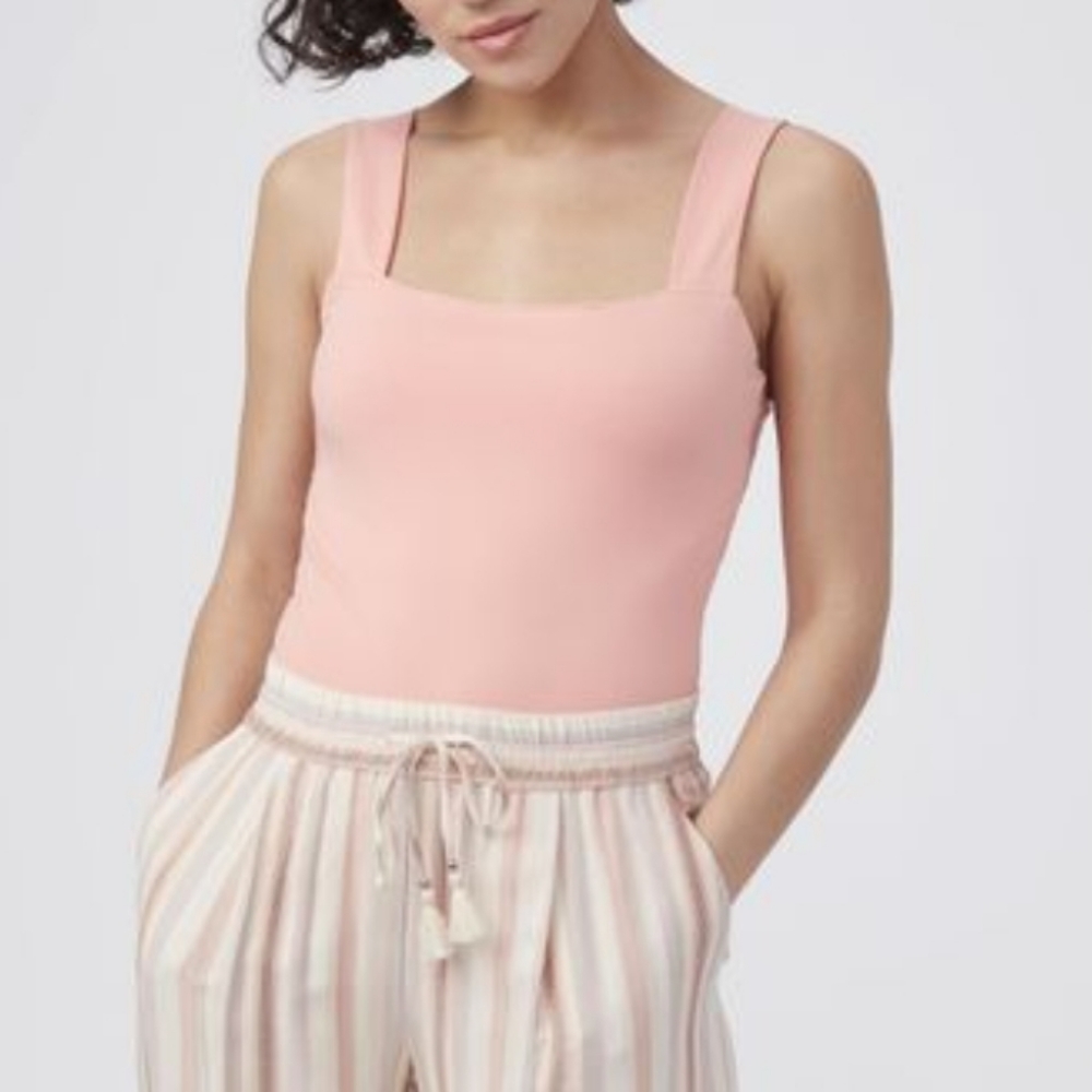PAIGE Pink Square-Neck Bodysuit